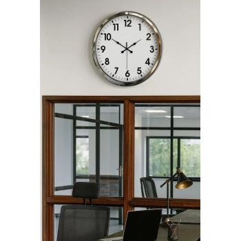 Mey İthalat® Krom Şıklık 52 Cm Metal Modern Duvar Saat