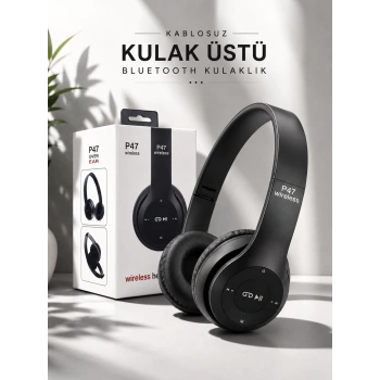 Mey İthalat® Kulak Üstü TF Kart ve AUX Destekli Ergonomik Bluetooth Kulaklık