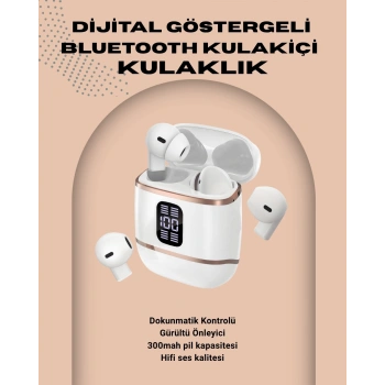 Mey İthalat® Kulakiçi Bluetooth Kulaklık V5.3 – 4’lü Set, Dijital Ekranlı, Gürültü Engelleme