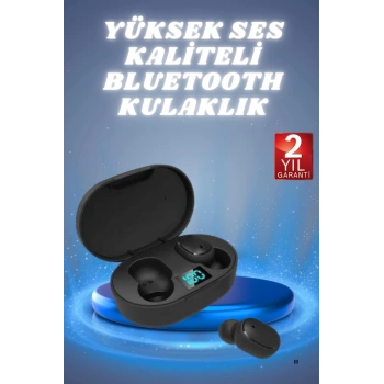 Mey İthalat® Kulaklık Dijital Göstergeli Bluetooth Bağlantılı Kablosuz Kulak İçi Mikrofonlu Dokunmatik Kontrol