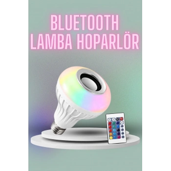 Mey İthalat® Kumandalı RGB Led Işık Bluetooth Hoparlör Ses Lambası Renkli Ampul