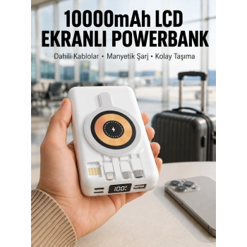 Mey İthalat® LCD Göstergeli Manyetik Powerbank Type C USB Girişli Yeni Nesil