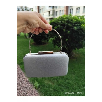 Mey İthalat® Lowell Home  Gümüş Simli Abiye Çanta