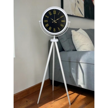 Mey İthalat® Lüks Beyaz Tripod Ayaklı Saat