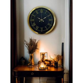 Mey İthalat® Luxury Gold 40 Cm Metal Duvar Saati