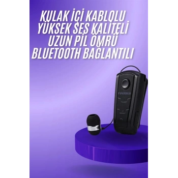 Mey İthalat® Makaralı Bluetooth Kulakiçi Yaka Kulaklığı Kablosuz Kulaklık