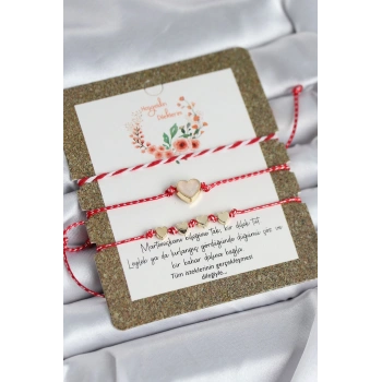 Mey İthalat® Marteniçka Bileklik 3lü Beyaz Mineli Kalp Model