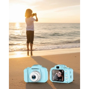 Mey İthalat® Mavi HD Taşınabilir Mini Dijital Kamera Video ve Fotoğraf Kayıt Özellikli