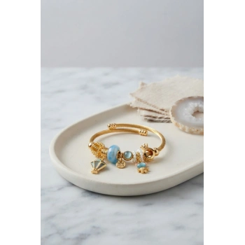 Mey İthalat® Mavi Uçan Model Charmlı Gold Renk Bileklik