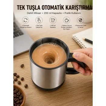 Mey İthalat® Mikser Kupa Yazılı Mug Bardak Karıştırma Özelliği
