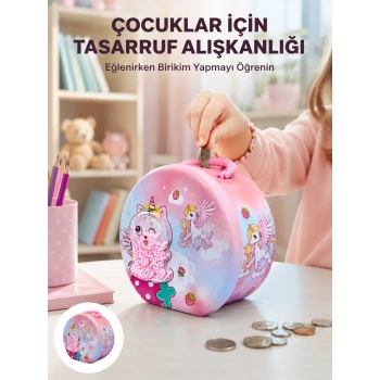 Mey İthalat® Mini Çocuk Para Kasası Güvenli Kilitli Birikim Kutusu