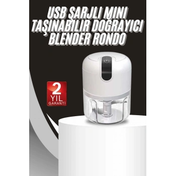 Mey İthalat® Mini Doğrayıcı Rondo Taşınabilir Mini El Blender Paslanmaz Çelik