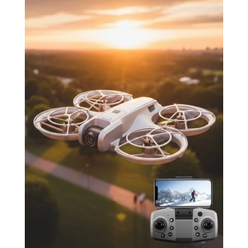 Mey İthalat® Mini Drone Kameralı Headless Mod LED Işıklı Akıllı Uçuş Sistemi