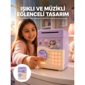 Mey İthalat® Mor Otomatik Para Girişli Elektronik Şifreli Kumbara