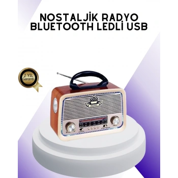 Mey İthalat® Nostalji Bluetooth Radyo FM AM SW Ahşap Eskitme Tasarım