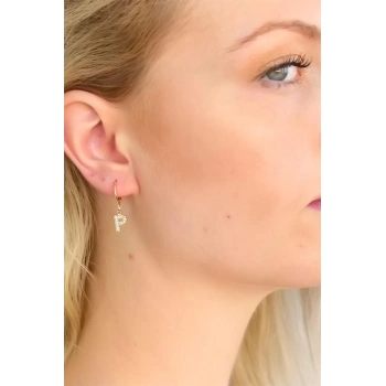 Mey İthalat® P Harf Bayan Küpe