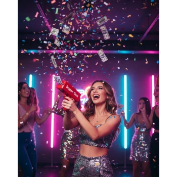 Mey İthalat® Para Dolar Saçma Para Atma Tabancası Otomatik Kırmızı Oyuncak