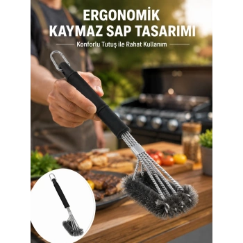 Mey İthalat® Paslanmaz Çelik Telli Mangal Temizlik Fırçası Yeni Nesil