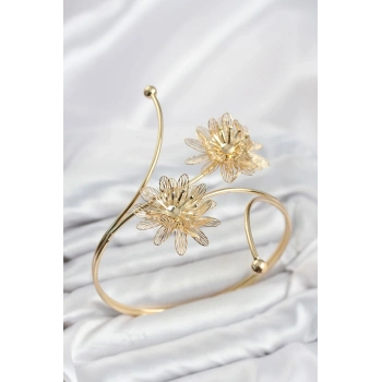 Mey İthalat® Pazu Bileklik Gold Renk Pirinç Lotus Model