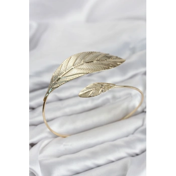 Mey İthalat® Pazu Bileklik Gold Renk Pirinç Yaprak Model