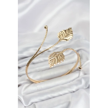 Mey İthalat® Pazu Bileklik Gold Renk Pirinç Yaprak Model