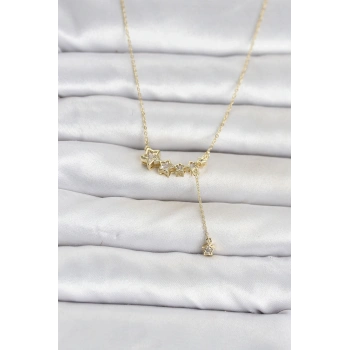 Mey İthalat® Pirinç Gold Renk Minimal Sallantılı Yıldız Model Kadın Kolye