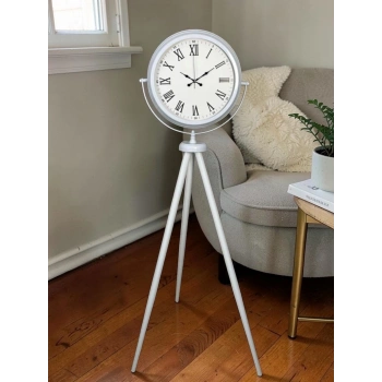 Mey İthalat® Platin Classic White Roma Tripod Ayaklı Saat