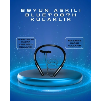 Mey İthalat® Polygold PG-100 Type-C Şarjlı Bluetooth Kulaklık – Boyun Askılı, Uzun Pil Ömürlü, Mikrofonlu