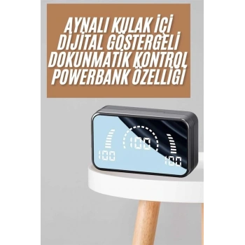 Mey İthalat® Powerbankli Bluetooth Kulaklık Yüksek Ses Aynalı Çift Dijital Gösterge Ekranı