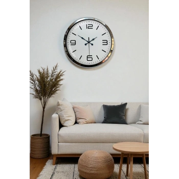 Mey İthalat® Prestij Krom Metal 40 Cm Duvar Saati