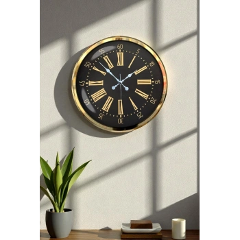 Mey İthalat® Prime Aurea Gold 52 Cm Metal Duvar Saati
