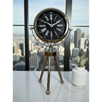 Mey İthalat® Prime Krom Üç Ayaklı Metal Masa Saati