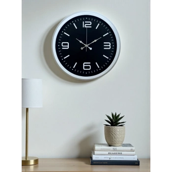 Mey İthalat® Prime White 40  Cm Metal Modern Duvar Saati