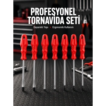 Mey İthalat® Profesyonel ve Günlük Kullanıma Uygun 7li Tornavida Seti