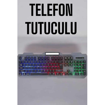 Mey İthalat® Q Klavye RGB Işıklı Klavye Ve Mouse Seti Kablolu Mouse Hediyeliş