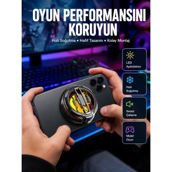 Mey İthalat® RGB Işıklı Sessiz Fanlı Telefon Soğutucu