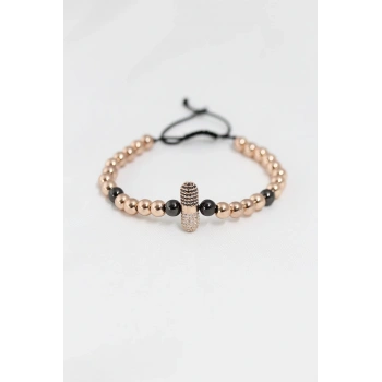 Mey İthalat® Rose Renk Çelik Zirkon Objeli Asansörlü Bileklik