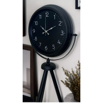 Mey İthalat® Sade Siyah Tripod Ayaklı Saat