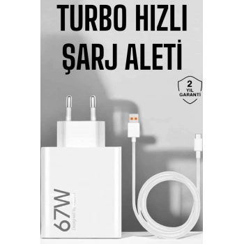 Mey İthalat® Şarj Aleti 67W Hızlı Şarj Turbo Type-C Uyumlu Şarj Adaptörü Kablosu