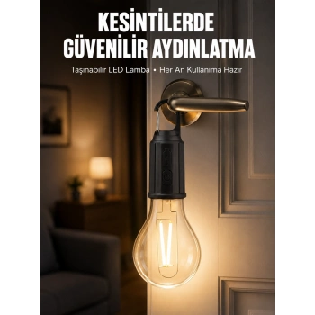 Mey İthalat® Şarjlı Aydınlatma Ampul Tasarımlı Ambians Işık Askılı Kamp Lambası