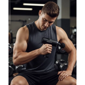 Mey İthalat® Şarjlı Masaj Tabancası 4 Başlıklı Mini Masaj Tabancası ve Masaj Aleti