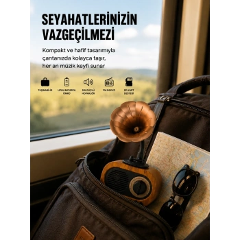 Mey İthalat® Şarjlı Mini Retro Radyo Bluetooth Hoparlör Çoklu Bağlantı Seçenekli Yeni Nesil
