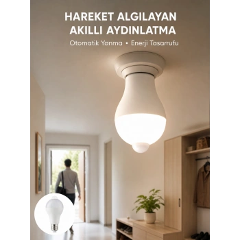 Mey İthalat® Sensörlü LED Lamba Otomatik Algılama Enerji Tasarruflu Aydınlatma