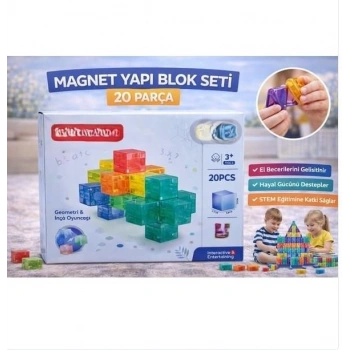 Mey İthalat® SH59837 MAGNET KÜP YAPI BLOK SETİ 20 PARÇA