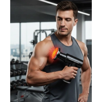 Mey İthalat® Sıcak Soğuk Terapili Masaj Tabancası Çift Fonksiyon 6 Başlıklı Şarjlı Derin Doku Cihazı