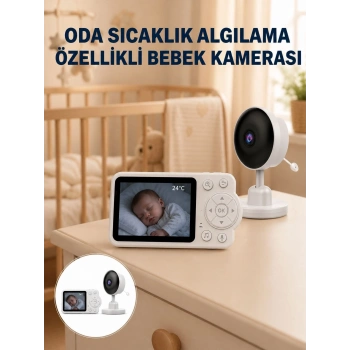 Mey İthalat® Sıcaklık Sensörlü Güvenli Bebek Kamerası İki Yönlü Ses Yeni Nesil