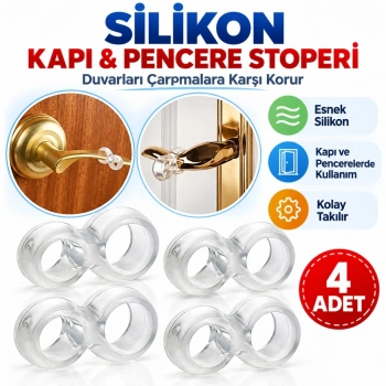 Mey İthalat® Silikon Kapı & Pencere Vurma Önleyici Stoper Kapı Tamponu 4 Adet