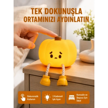 Mey İthalat® Silikon Pumpkin Night Light Telefon Tutuculu LED Lamba Yeni Nesil