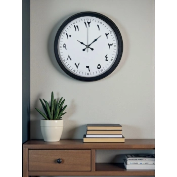 Mey İthalat® Siyah Arapça Rakamlı 40 Cm Metal Duvar Saati