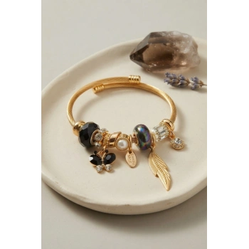 Mey İthalat® Siyah Kelebek Model Charmlı Bileklik